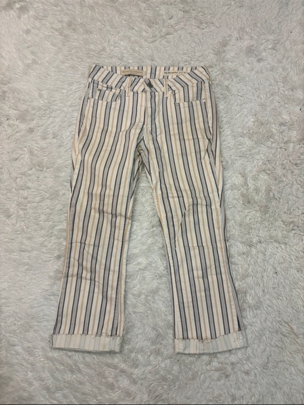 Pilcro Striped Cream & Blue Women’s Casual Jeans